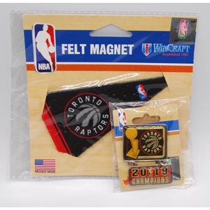 Toronto Raptors 2019 NBA Finals Champions Dangle Pin & Felt Magnet Mini Flag